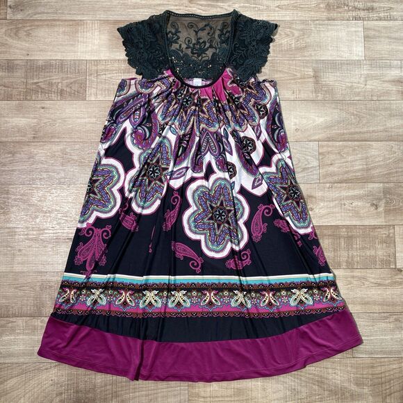 C Graffiti Paisley Print Y2K Tunic Top Made In USA Size M - Picture 1 of 8